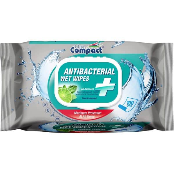 Ultra Compact Antibacterial Wet Wipes 100pcs